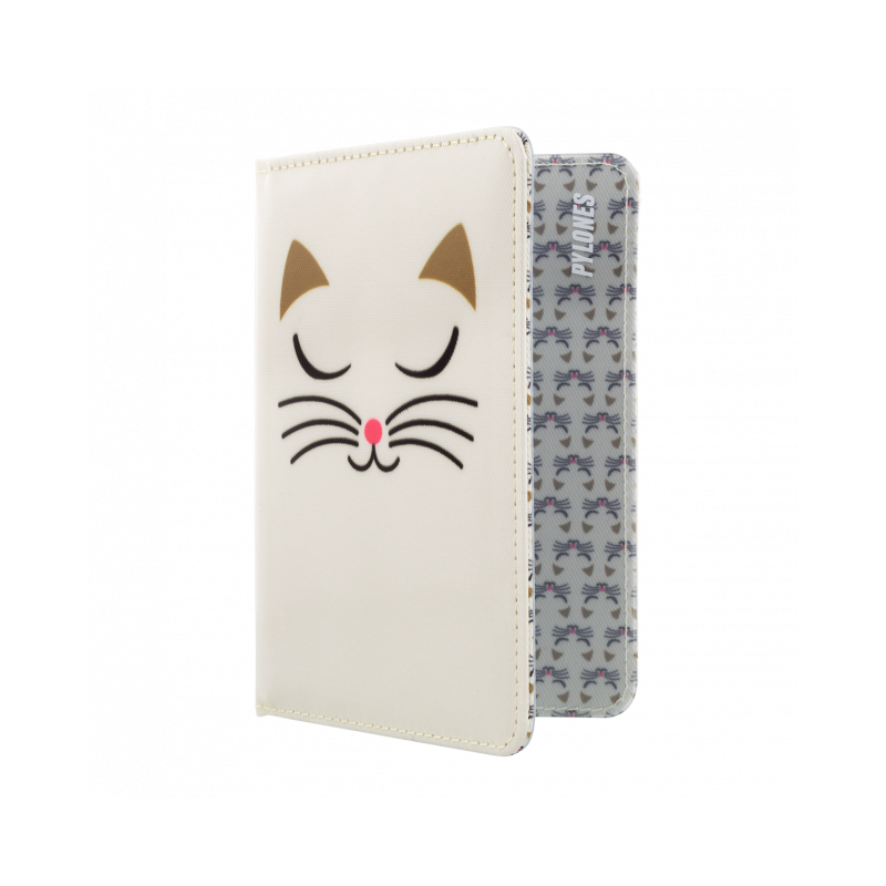 PORTE PASSEPORT CHAT BLANC PYLONES
