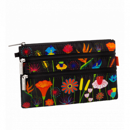 POCHETTE "ZIP POUCH 3 ZIPS" JARDIN FLEURI PYLONES