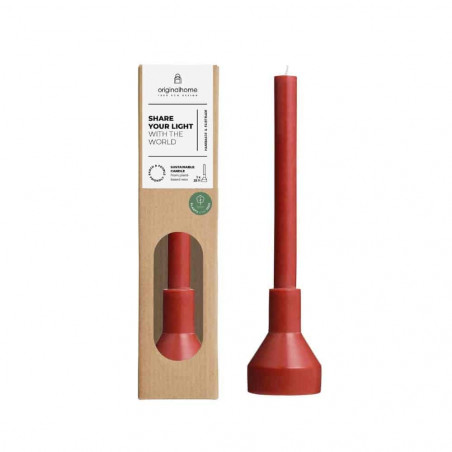 BOUGIE ET SOCLE ROUGE CHAUD BOUGIE ET SOCLE ROUGE CHAUD