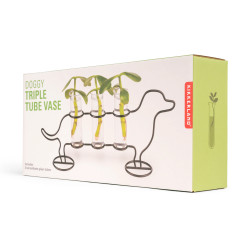 VASE TRIPLE TUBE DOGGY KIKKERLAND