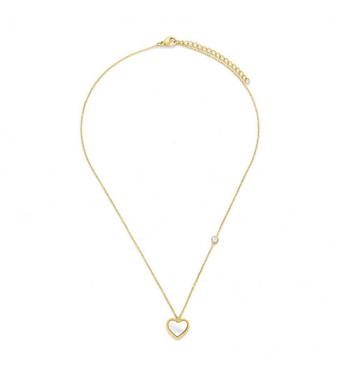 COLLIER ACIER ET NACRE, pendentif coeur COLLIER ACIER ET NACRE, pendentif coeur