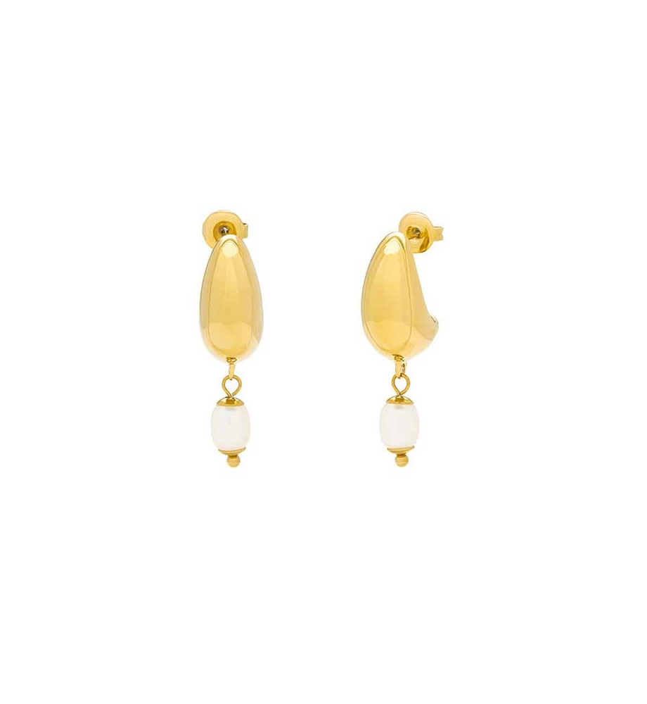 BOUCLE D'OREILLE ACIER ET NACRE