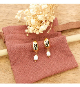 BOUCLE D'OREILLE ACIER ET NACRE