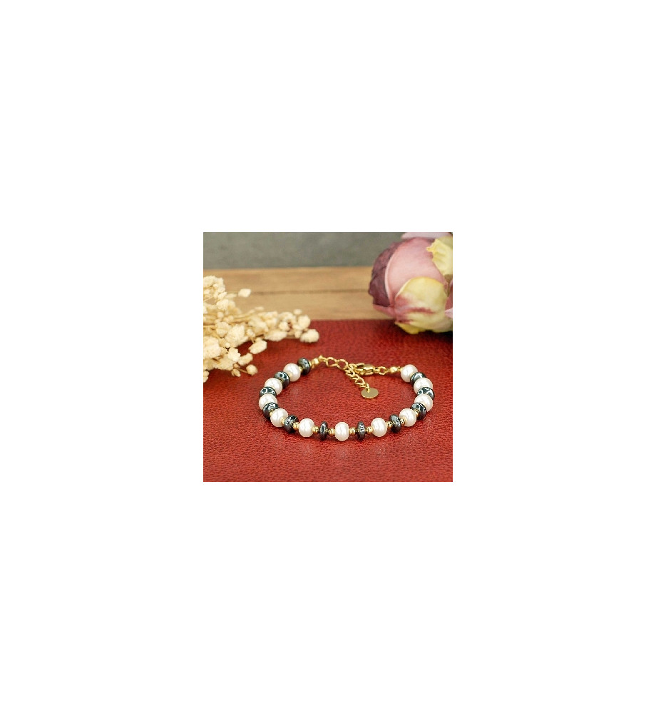 BRACELET ACIER PIERRES NATURELLES