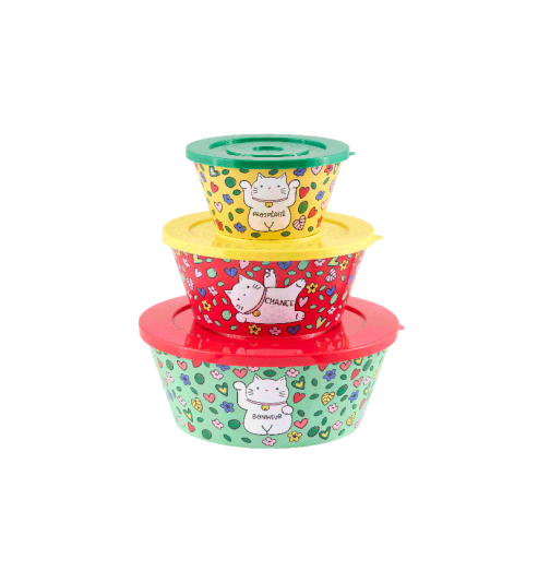 SET DE 3 SALADIERS CHAT BONHEUR DLP