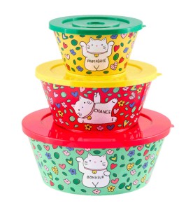 SET DE 3 SALADIERS CHAT BONHEUR DLP