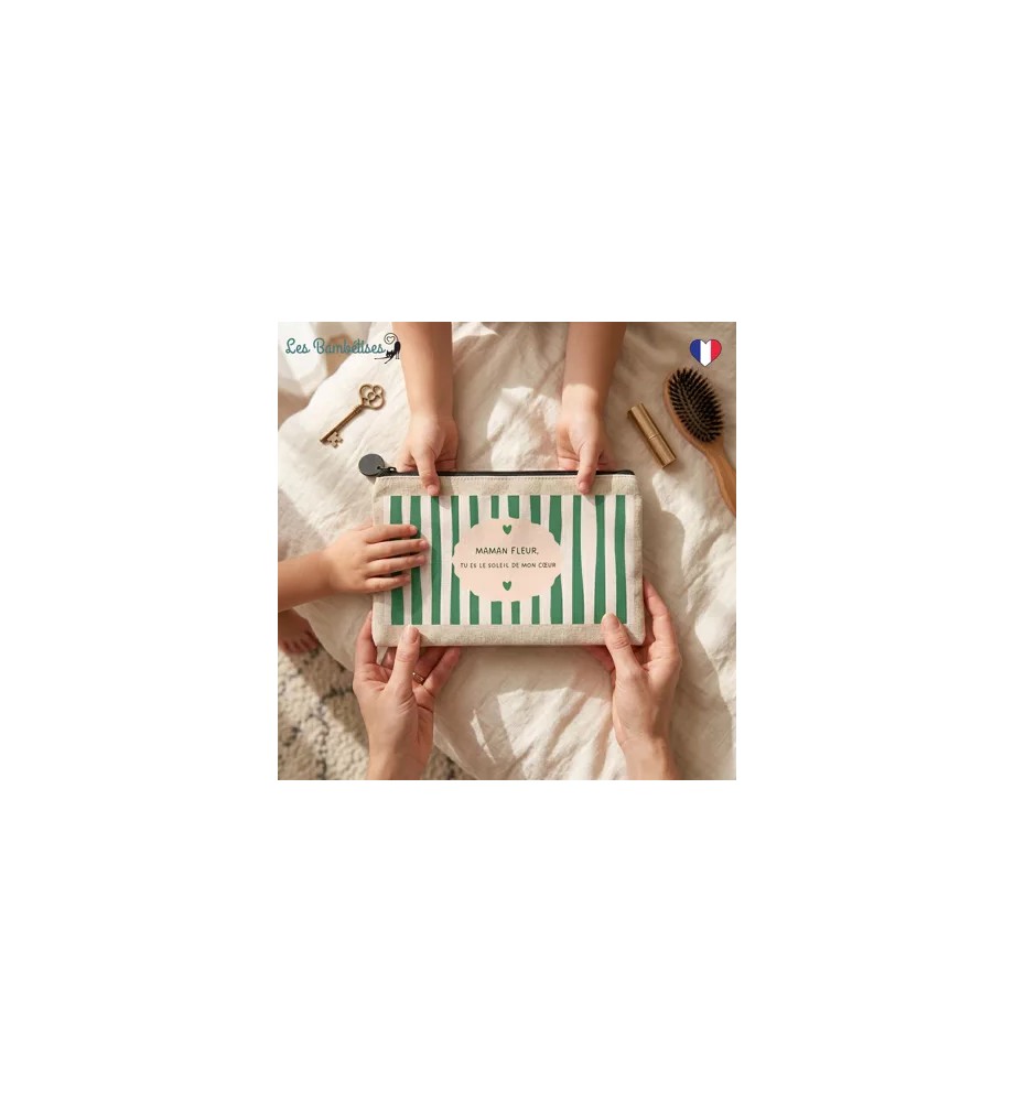 POCHETTE MAMAN FLEUR RAYURES