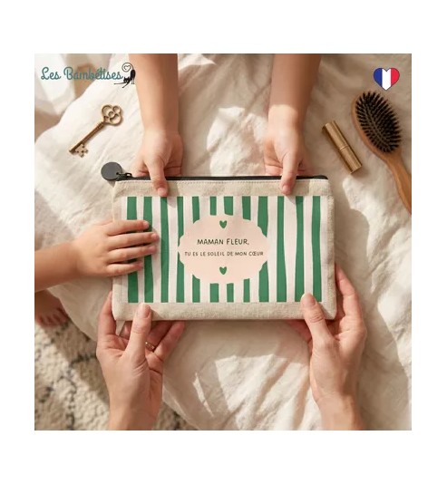 POCHETTE MAMAN FLEUR RAYURES