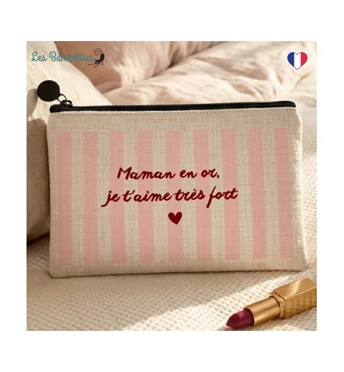 POCHETTE MAMAN EN OR RAYURES