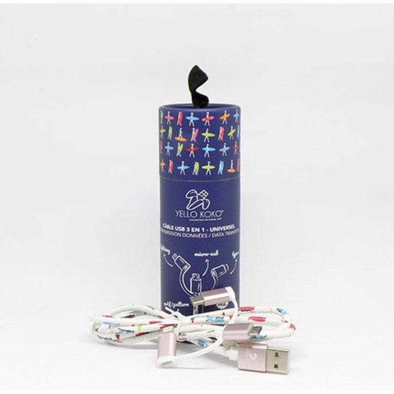 CABLE CHARGEUR CUIR ANDROID SURF BLANC