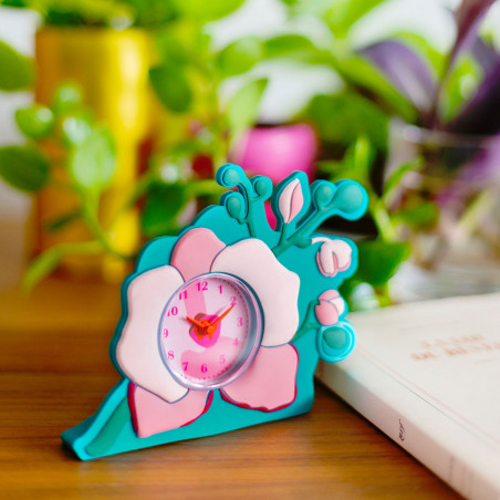 FUNNY CLOCK REVEIL ORCHID BLEU Pylones
