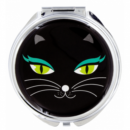 MIROIR DE POCHE BLACK CAT LADY LOOK  PYLONES