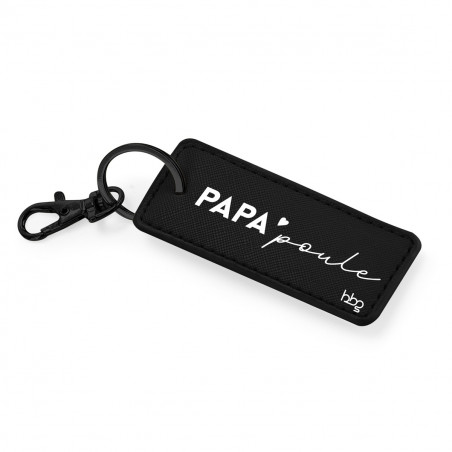 PORTE CLES NOIR SIMILI PAPA POULE