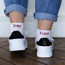 CHAUSSETTES CRAZY IN LOVE 36/40 BLANC ROUGE KLAK