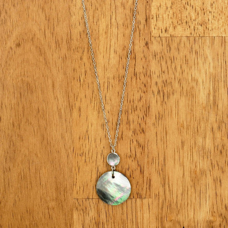 COLLIER ACIER NACRE GRISE